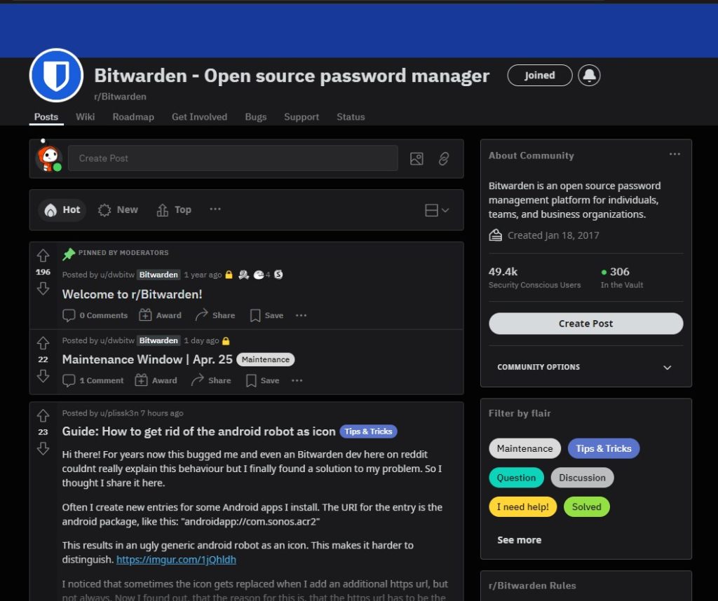 Bitwarden Reddit Community