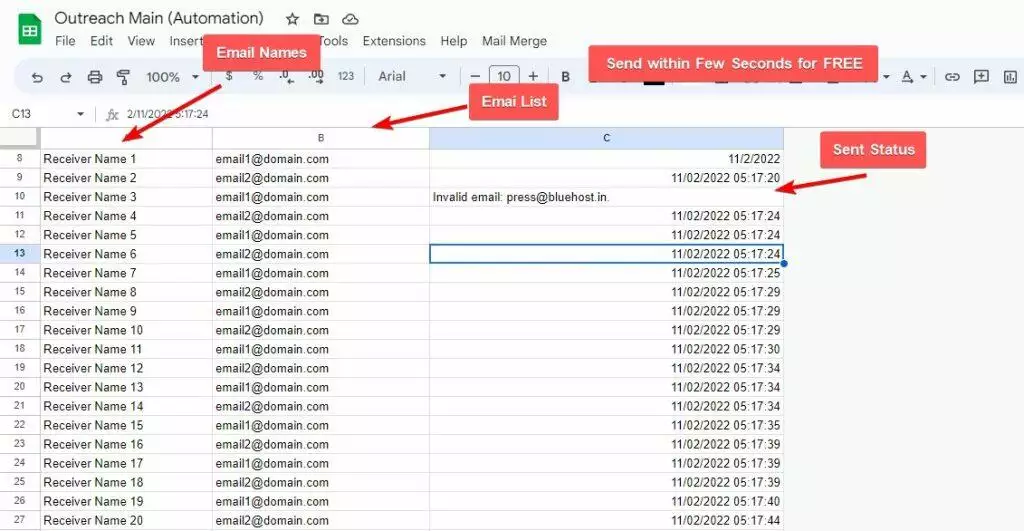 Bulk Email Sending from Google Sheet using Gmail