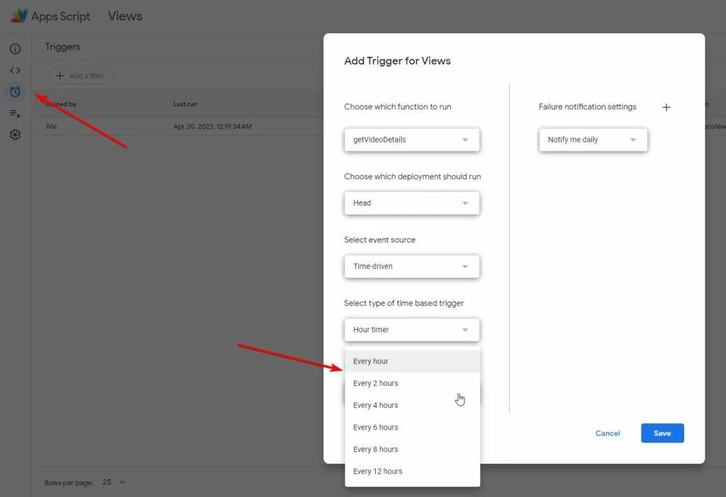 Enabling Time Based Trigger