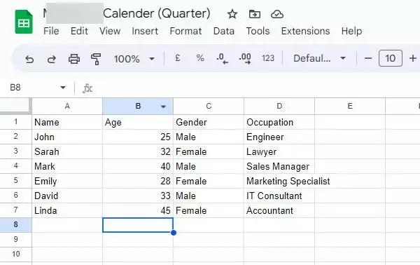 Google Sheets Data