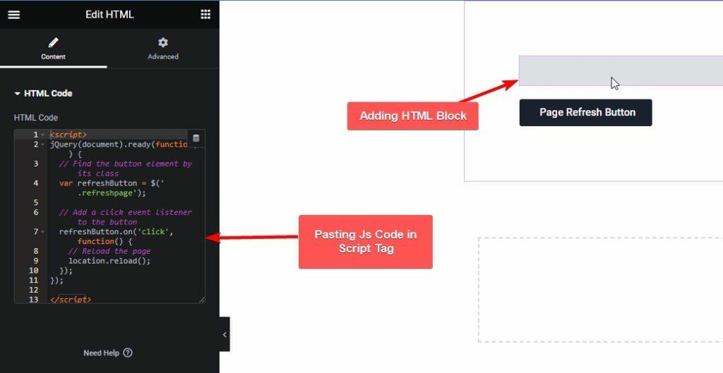 Adding Script in Elementor HTML Block