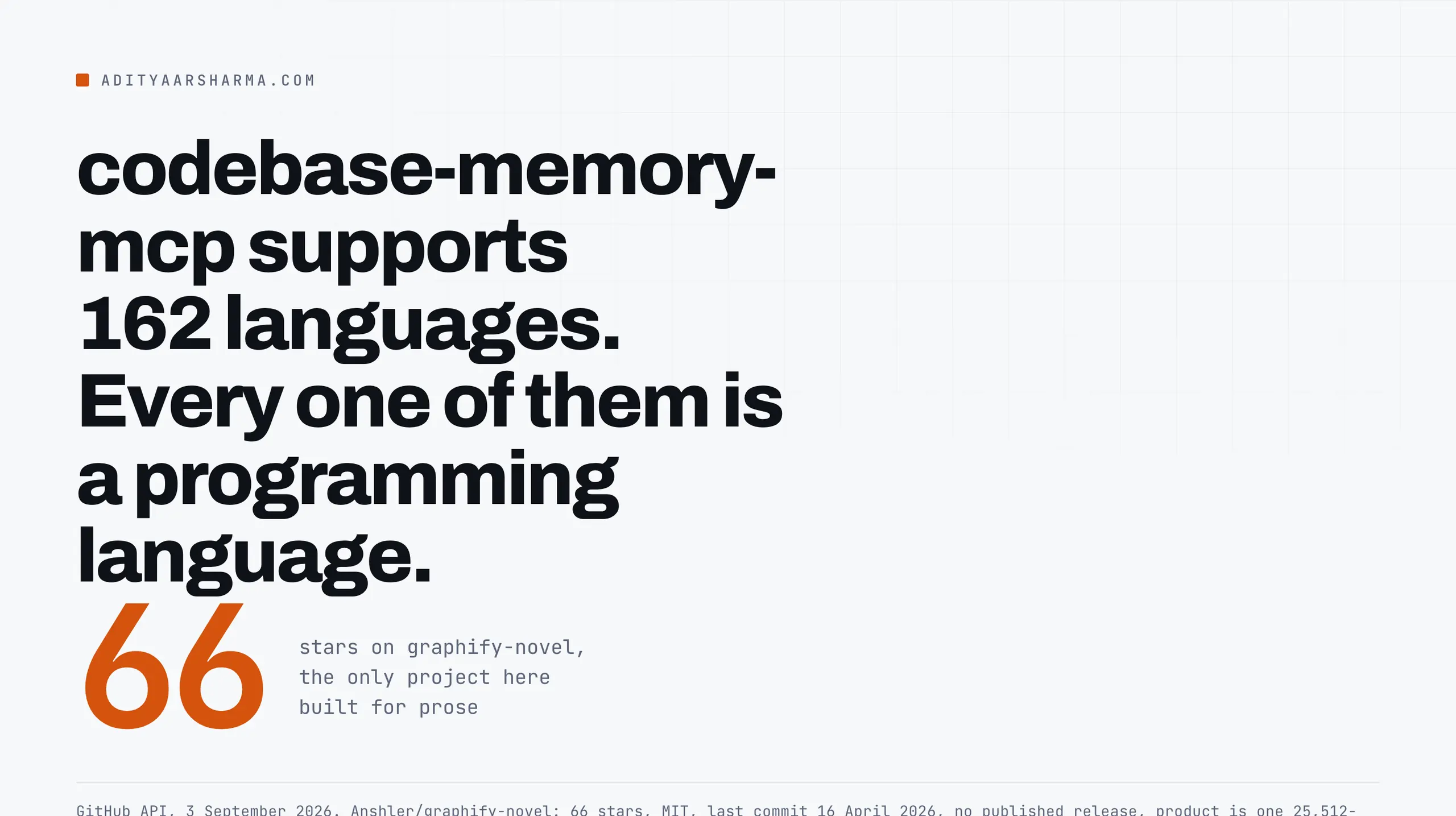 codebase-memory-mcp supports 162 languages. Every one of them is a programming language.