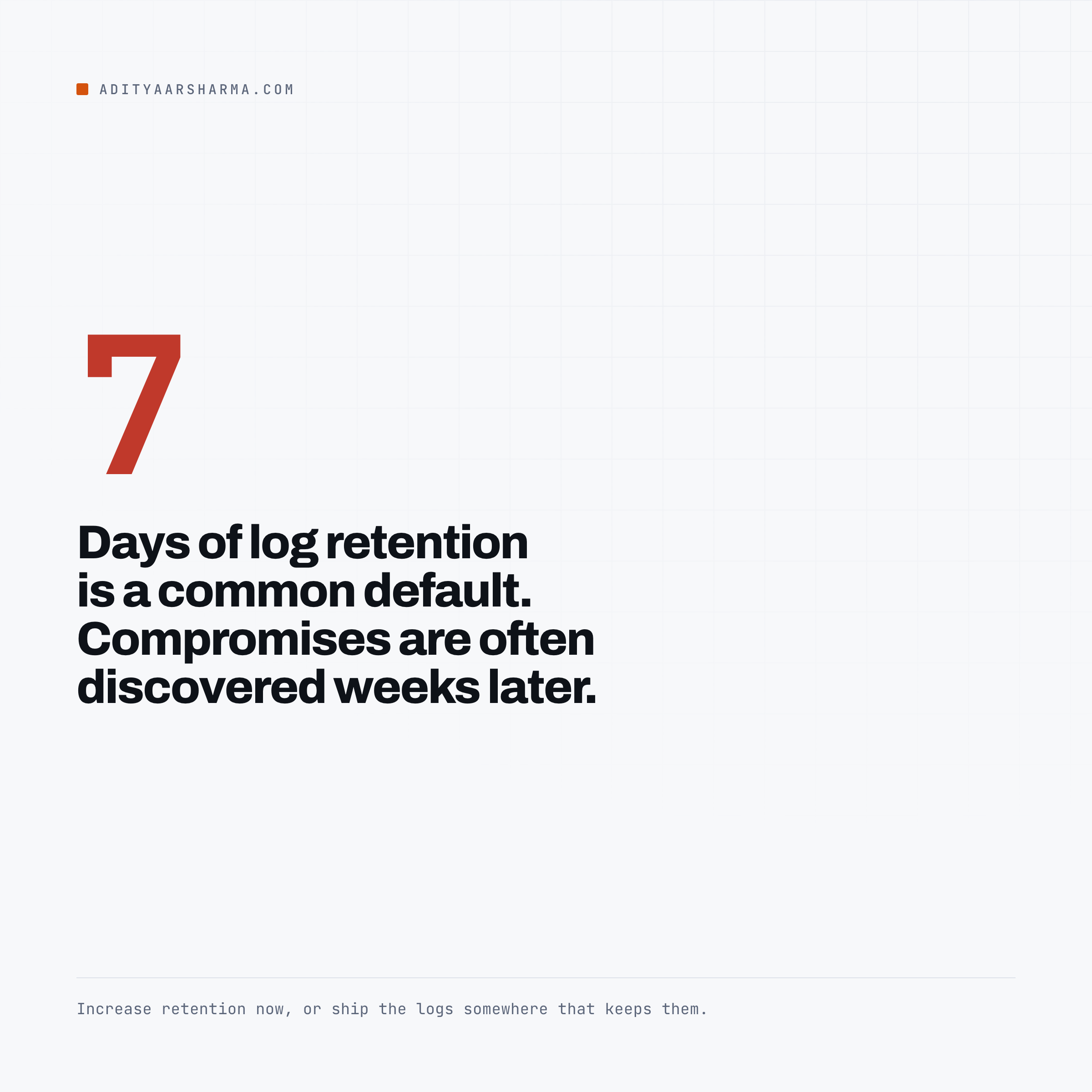 Seven days of log retention against a compromise found weeks later.