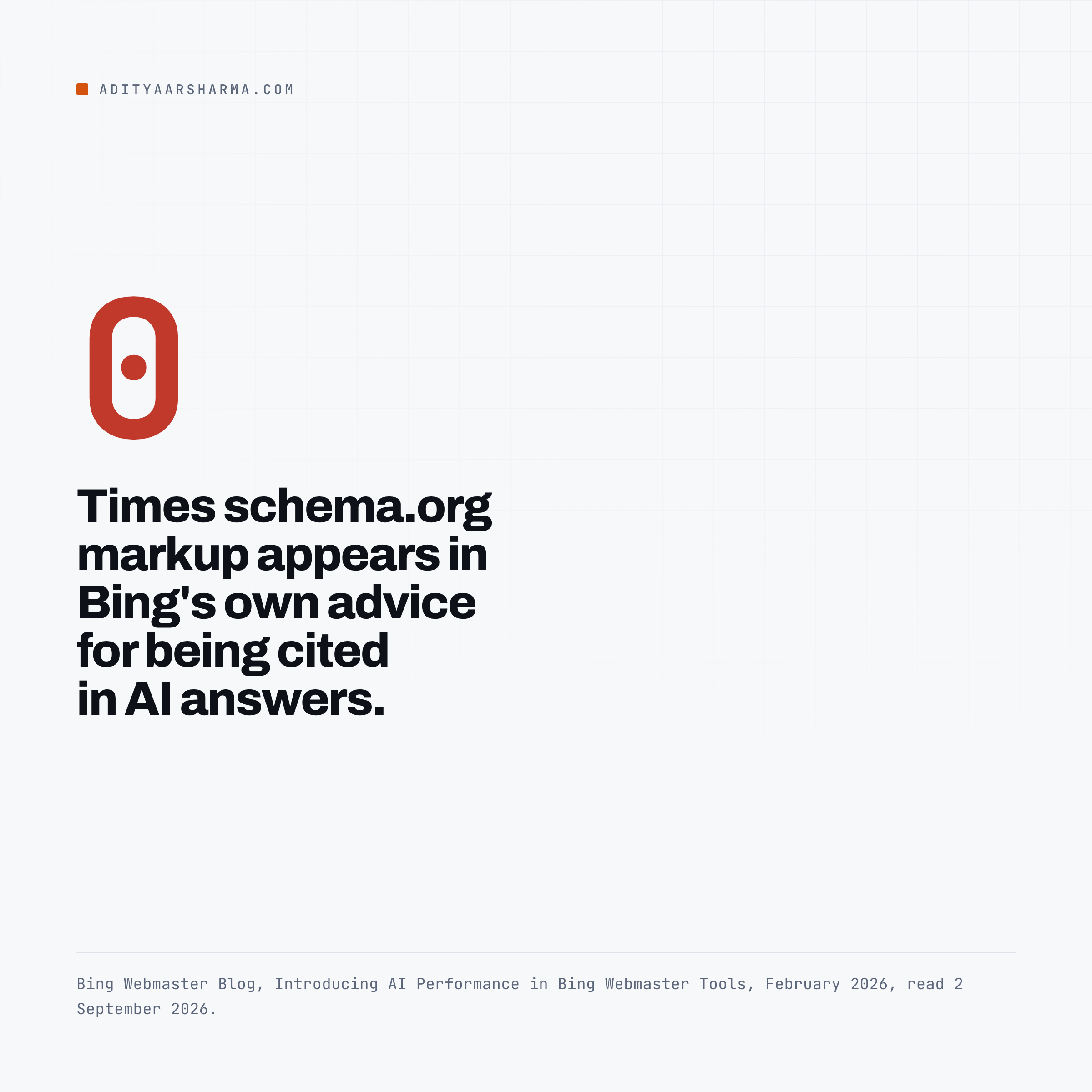 Schema.org markup is mentioned zero times in Bing's advice for being cited in AI answers.