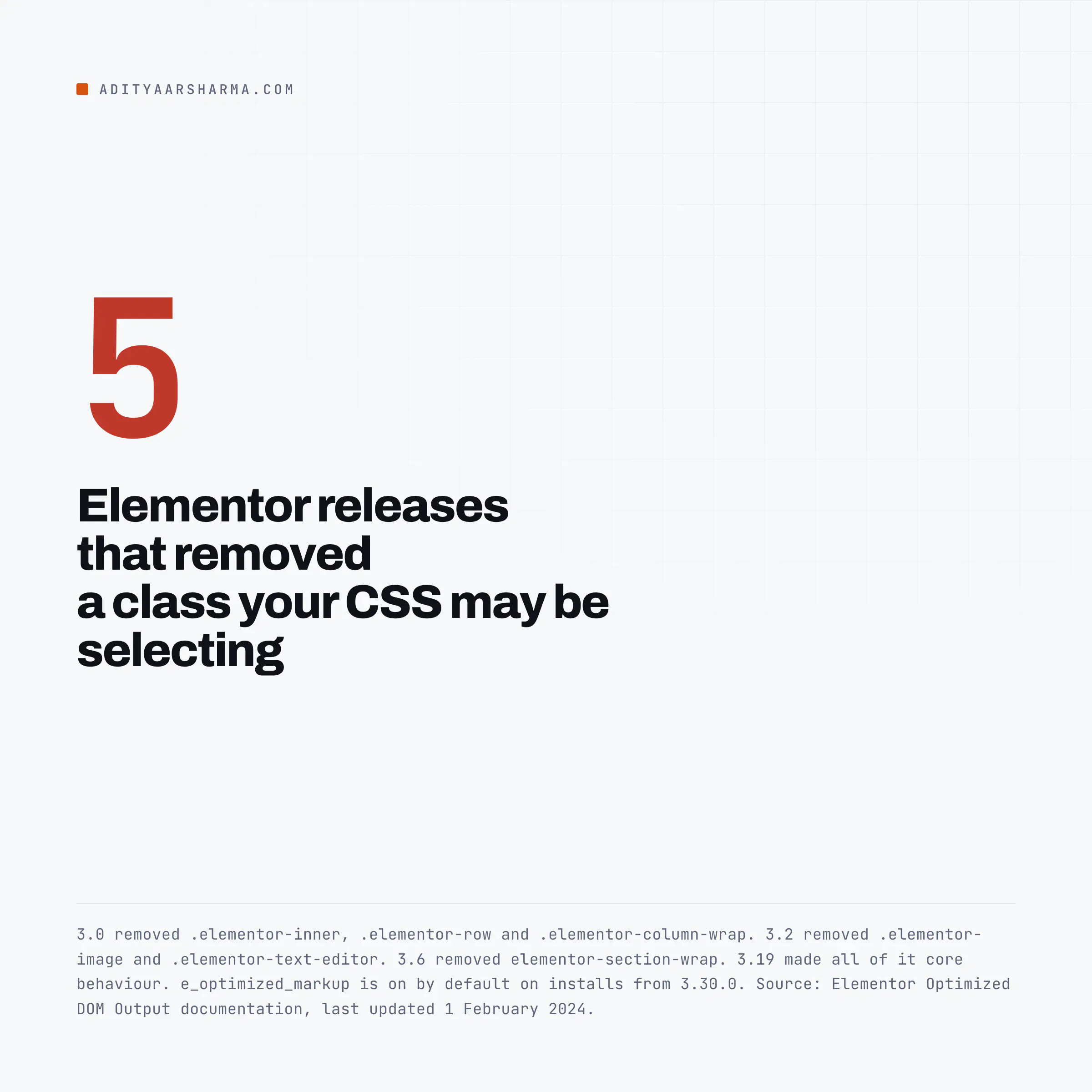 Stat card: five Elementor releases removed a class that custom CSS may be selecting.