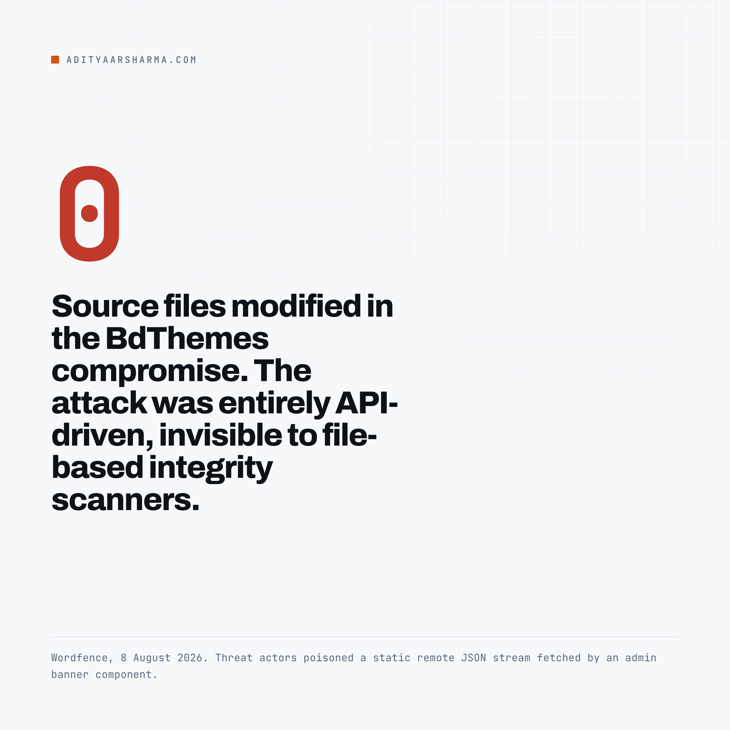 Zero source files were modified in the BdThemes compromise.